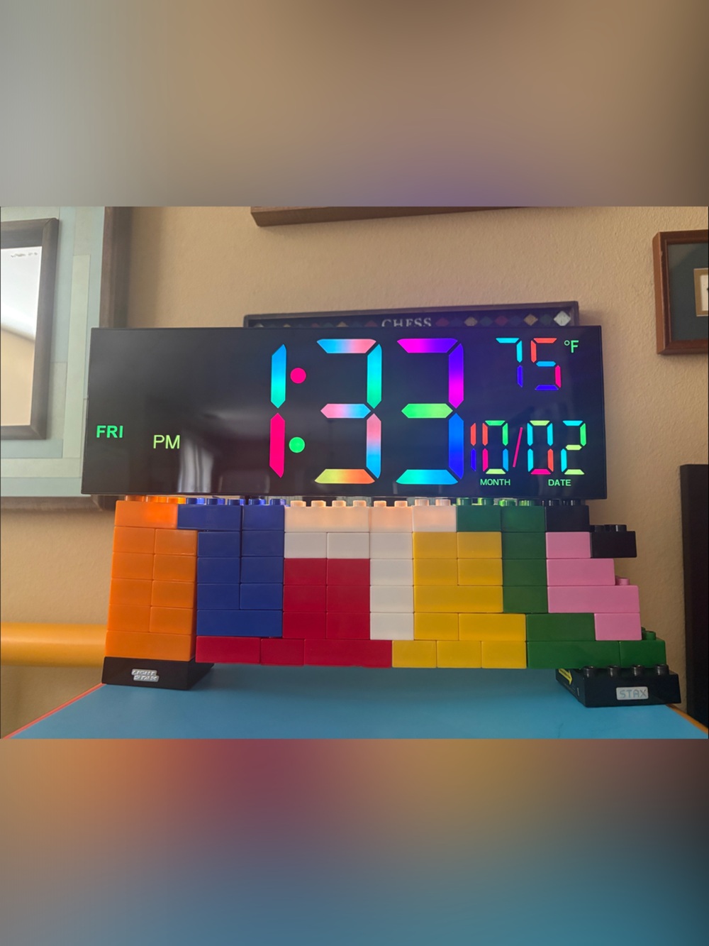 61 Colorful STAX Block Set for Kids —Multicolor Creative Play clock not included